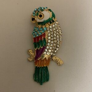 Jeweled Owl Brooch